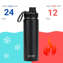 Load image into Gallery viewer, DRINCO® 22oz Stainless Steel Sport Water Bottle - Black