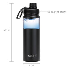 Load image into Gallery viewer, DRINCO® 22oz Stainless Steel Sport Water Bottle - Black