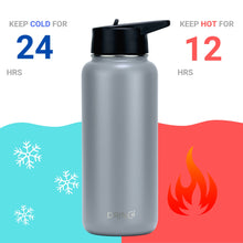 Load image into Gallery viewer, DRINCO® 32oz Stainless Steel Water Bottle (3 lids) - Asphalt Gray