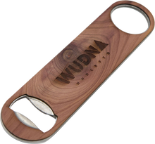 Load image into Gallery viewer, Industrial Wood Bottle Opener - World Map Traveler