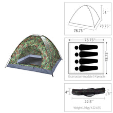 Load image into Gallery viewer, 3-4 Person Camouflage Camping Dome Tent