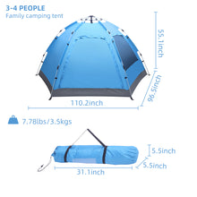 Load image into Gallery viewer, Waterproof Outdoor 3-4 Person Automatic Camping Tent