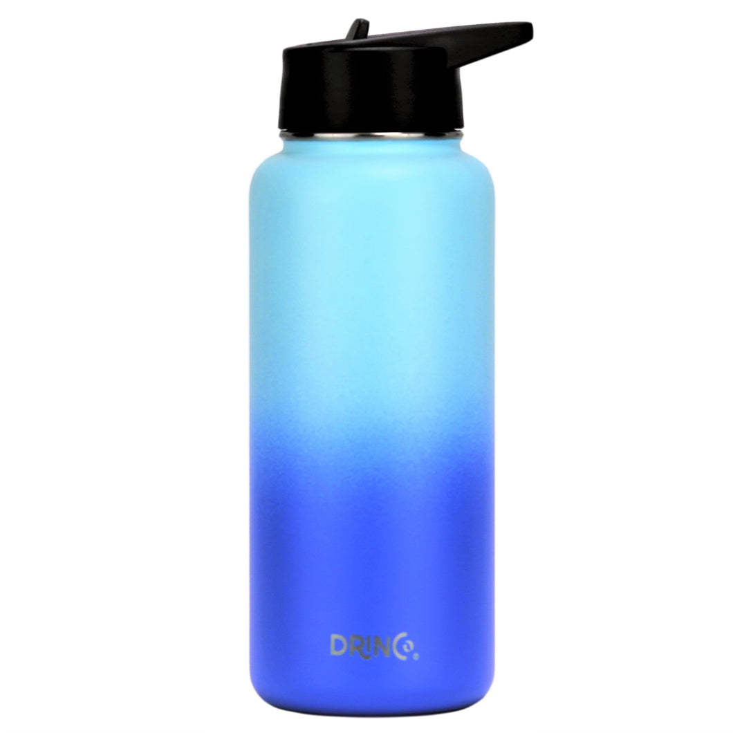 DRINCO® 32oz Stainless Steel Water Bottle (3 lids) -Morning Sky Blue