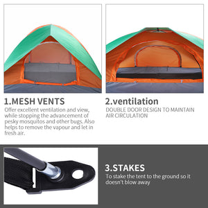 Outdoor 2-Person Double Door Camping Dome Tent