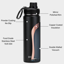 Load image into Gallery viewer, DRINCO® 22oz Stainless Steel Sport Water Bottle - Black