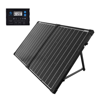 ACOPOWER 100w 12v Portable Solar Panel kit, Foldable 2X 50w Mono Suitcase, proteusX Waterproof 20A Charge Controller