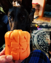 Load image into Gallery viewer, MKB Jack O&#39; Lantern Durable Rubber Chew Toy &amp; Treat Dispenser - Large - Orange
