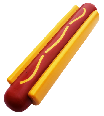 SP Hot Dog Ultra Durable Nylon Dog Chew Toy for Aggressive Chewers - Yellow/Red