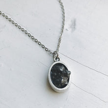 Load image into Gallery viewer, Oval Raw Meteorite Pendant Necklace in Matte Brushed Silver