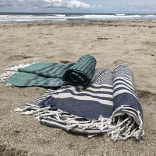 Load image into Gallery viewer, Fethiye Striped Ultra Soft Eco-Friendly Towel - Navy Blue